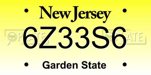 6Z33S6 New Jersey License Plate