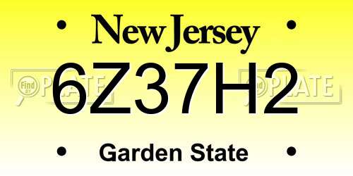 6Z37H2 New Jersey License Plate