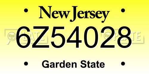 6Z54028 New Jersey License Plate