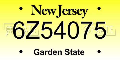 6Z54075 New Jersey License Plate