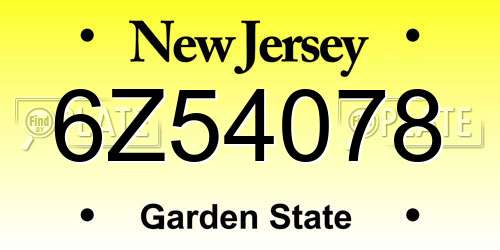 6Z54078 New Jersey License Plate