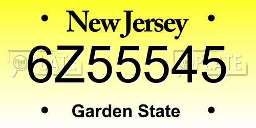 6Z55545 New Jersey License Plate