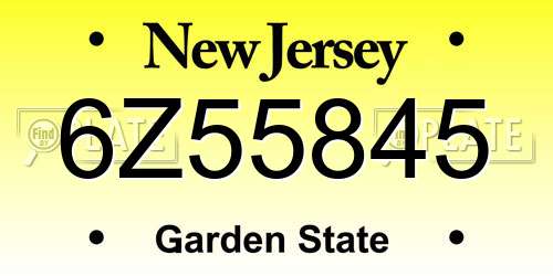 6Z55845 New Jersey License Plate