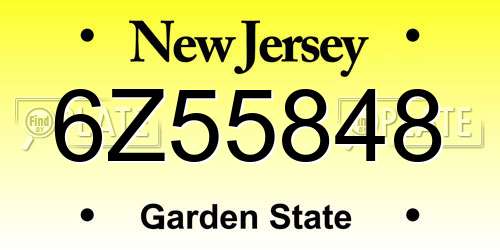 6Z55848 New Jersey License Plate