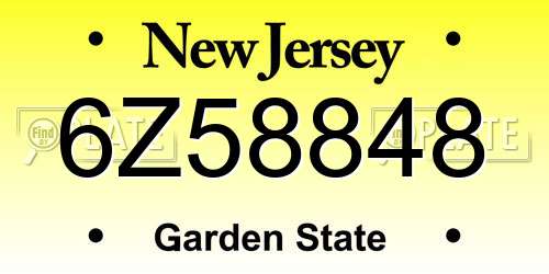 6Z58848 New Jersey License Plate