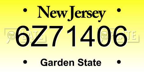 6Z71406 New Jersey License Plate