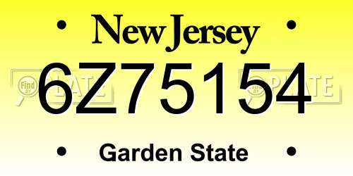 6Z75154 New Jersey License Plate