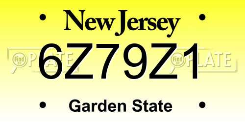 6Z79Z1 New Jersey License Plate