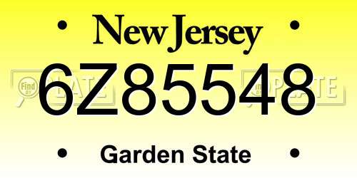 6Z85548 New Jersey License Plate