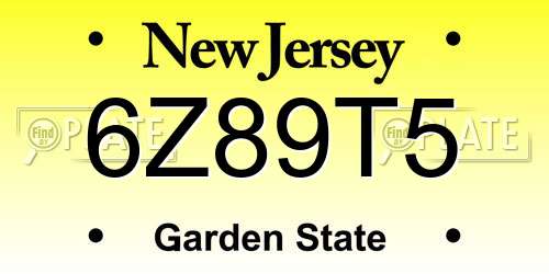 6Z89T5 New Jersey License Plate
