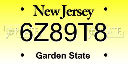 6Z89T8 New Jersey License Plate