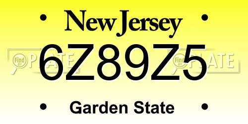 6Z89Z5 New Jersey License Plate