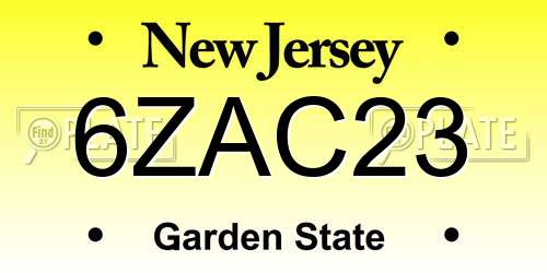 6ZAC23 New Jersey License Plate