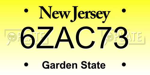 6ZAC73 New Jersey License Plate