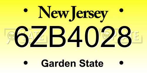6ZB4028 New Jersey License Plate
