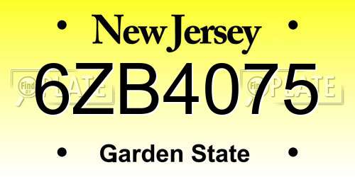 6ZB4075 New Jersey License Plate