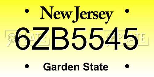 6ZB5545 New Jersey License Plate