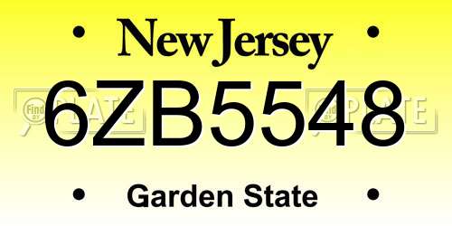 6ZB5548 New Jersey License Plate