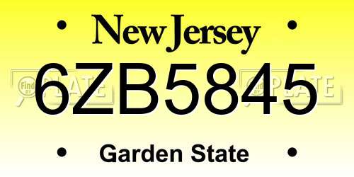 6ZB5845 New Jersey License Plate