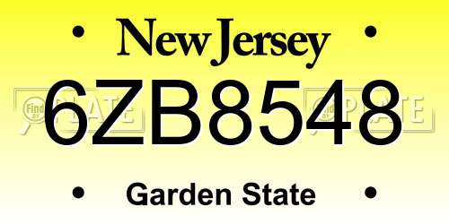 6ZB8548 New Jersey License Plate