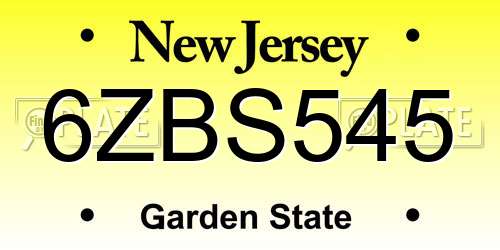 6ZBS545 New Jersey License Plate