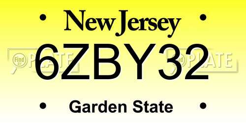 6ZBY32 New Jersey License Plate