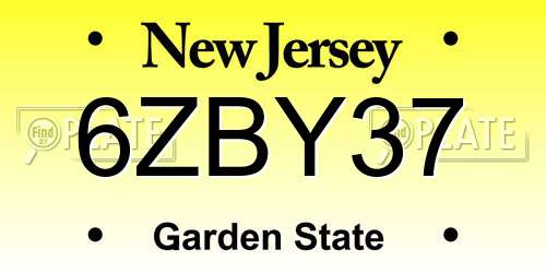 6ZBY37 New Jersey License Plate