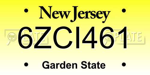 6ZCI461 New Jersey License Plate