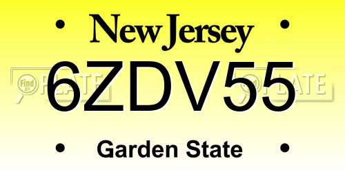 6ZDV55 New Jersey License Plate