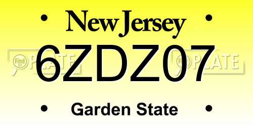 6ZDZ07 New Jersey License Plate
