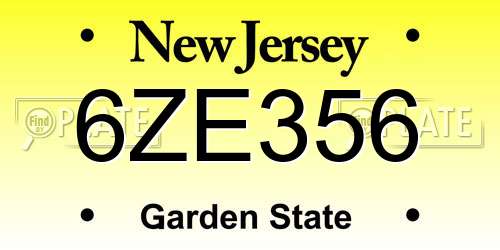 6ZE356 New Jersey License Plate