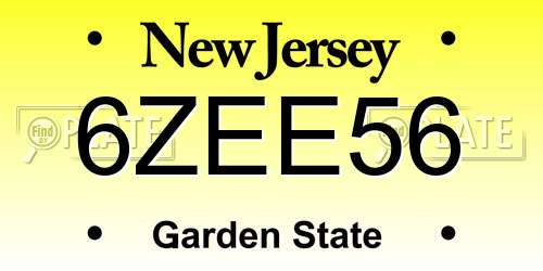 6ZEE56 New Jersey License Plate
