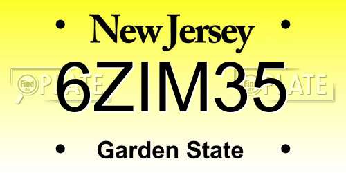 6ZIM35 New Jersey License Plate