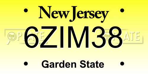 6ZIM38 New Jersey License Plate