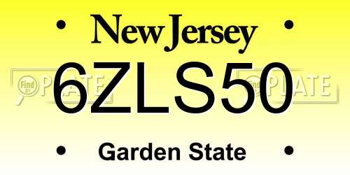 6ZLS50 New Jersey License Plate