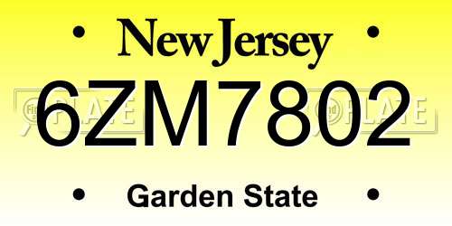6ZM7802 New Jersey License Plate