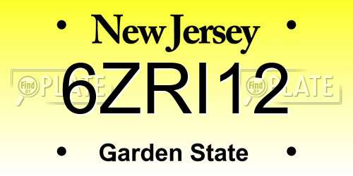 6ZRI12 New Jersey License Plate