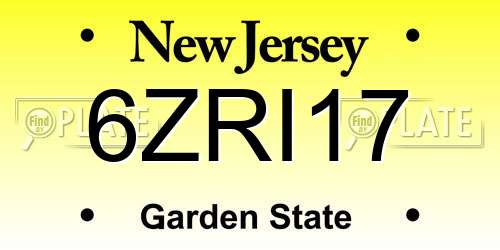 6ZRI17 New Jersey License Plate