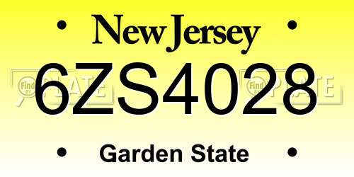 6ZS4028 New Jersey License Plate