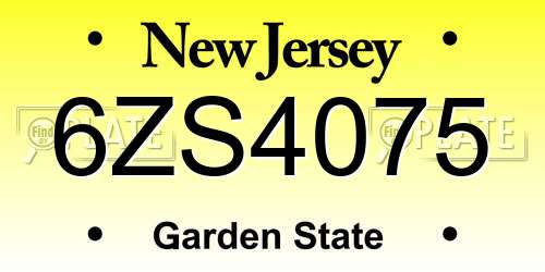 6ZS4075 New Jersey License Plate