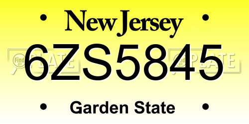 6ZS5845 New Jersey License Plate