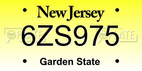 6ZS975 New Jersey License Plate