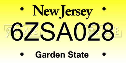 6ZSA028 New Jersey License Plate