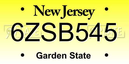 6ZSB545 New Jersey License Plate