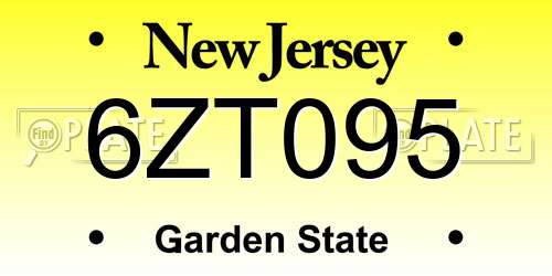 6ZT095 New Jersey License Plate