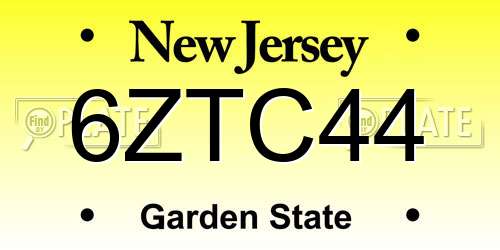 6ZTC44 New Jersey License Plate