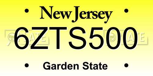 6ZTS500 New Jersey License Plate