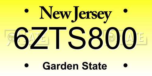 6ZTS800 New Jersey License Plate