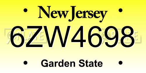 6ZW4698 New Jersey License Plate