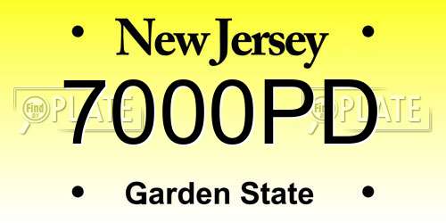 7000PD New Jersey License Plate
